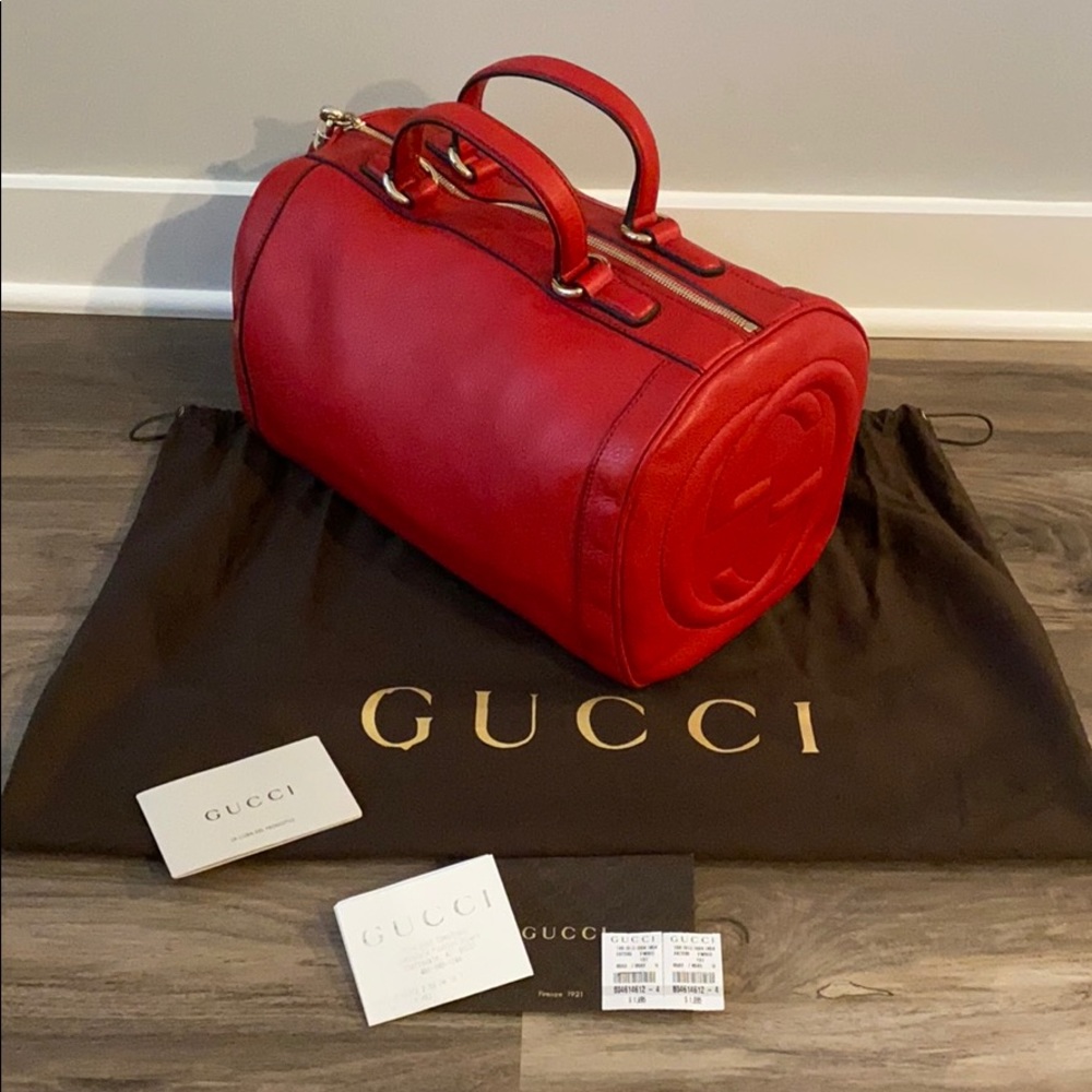 Gucci Boston red leather handbag “speedy”